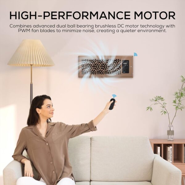 AITECAC T4-12F | 4"x10" Register Booster Fan with Remote Control and Thermostat, Dimmable Display & Easy Installation - Image 9