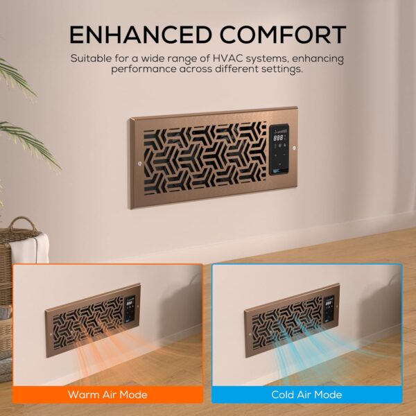 AITECAC T4-12F | 4"x10" Register Booster Fan with Remote Control and Thermostat, Dimmable Display & Easy Installation - Image 7