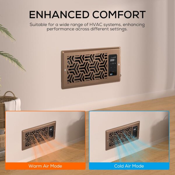AITECAC T4-12S | 4"x10" Quiet Register Booster Fan - Energy Efficient HVAC Vent Booster Fan with Dimmable Display & Easy Installation - Image 6