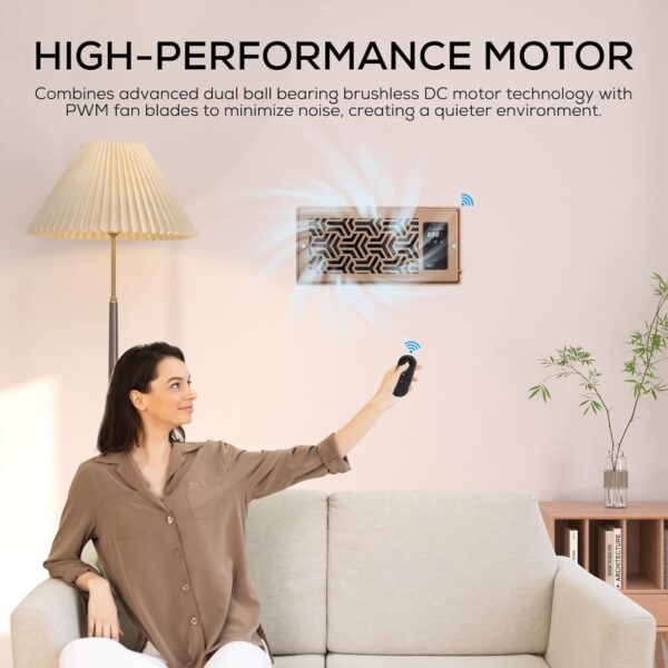 AITECAC T4-12S | 4"x10" Quiet Register Booster Fan - Energy Efficient HVAC Vent Booster Fan with Dimmable Display & Easy Installation - Image 8